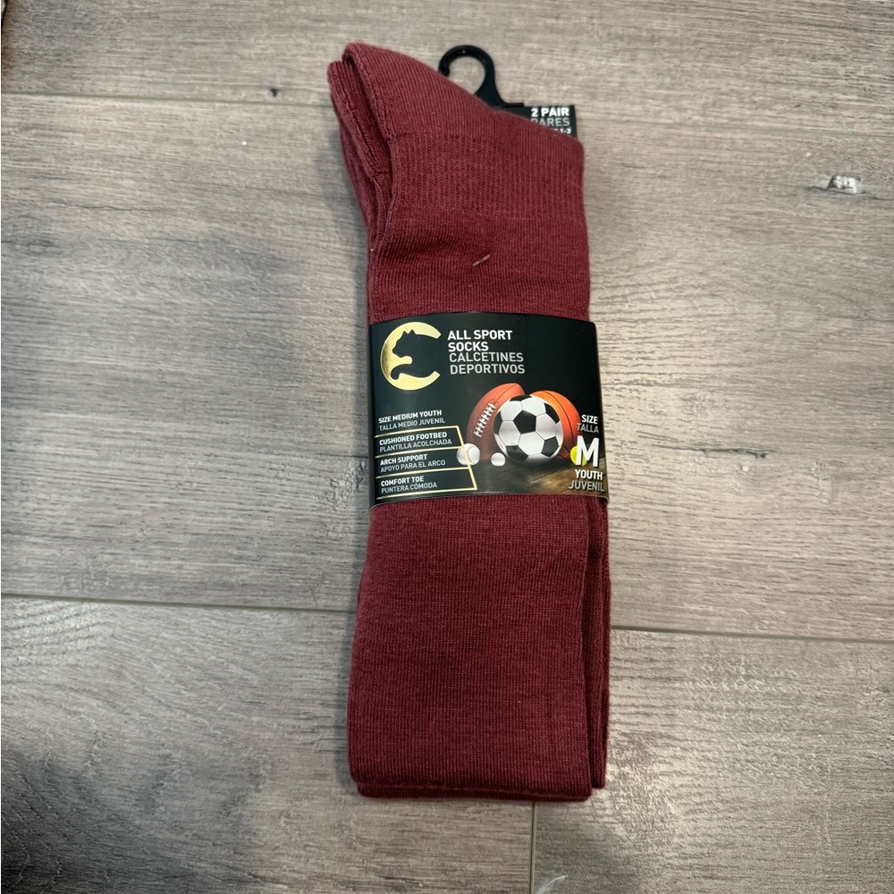 NWT Boys youth medium Maroon Socks